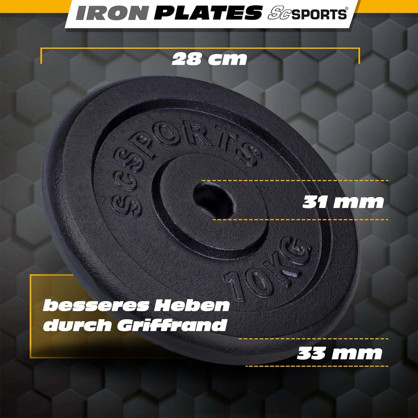 Disques de musculation 30/31 mm en fonte 15 – 60 kg