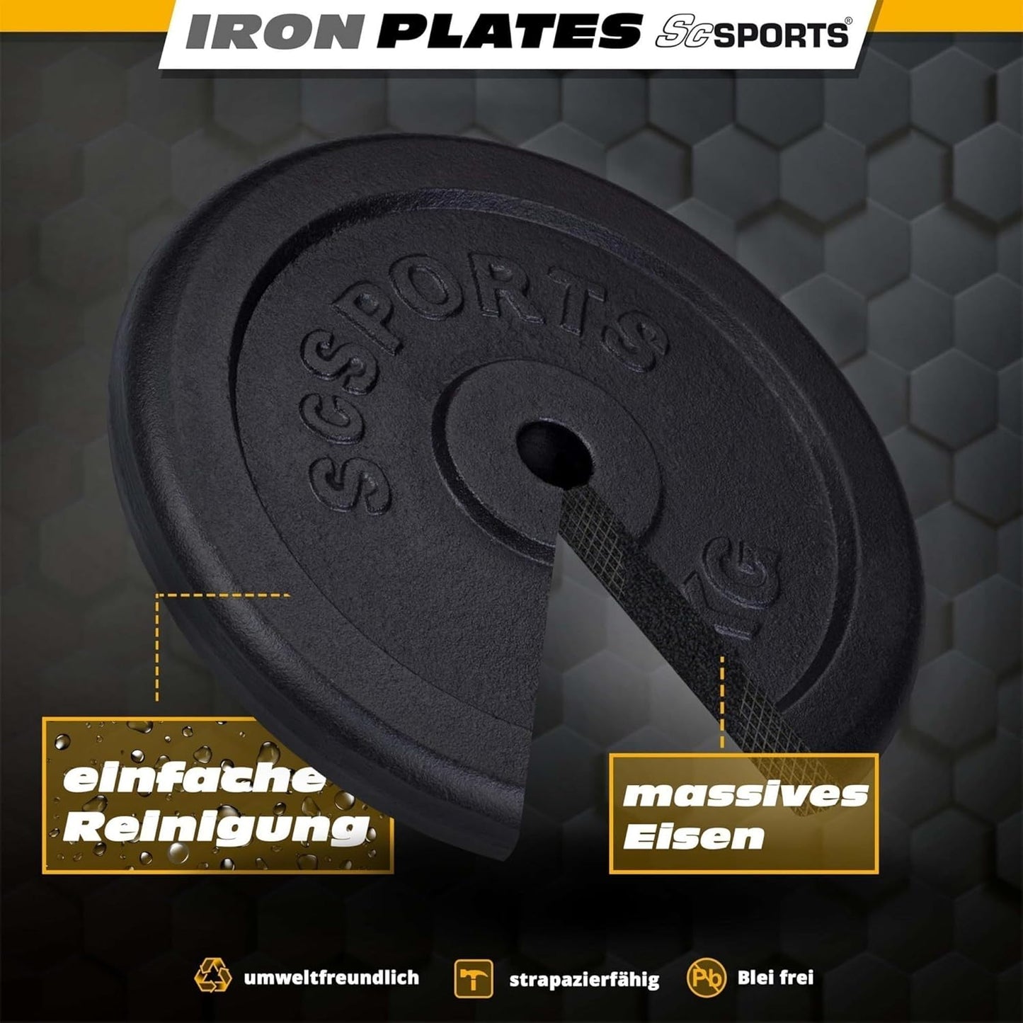 Disques de musculation 30/31 mm en fonte 15 – 60 kg