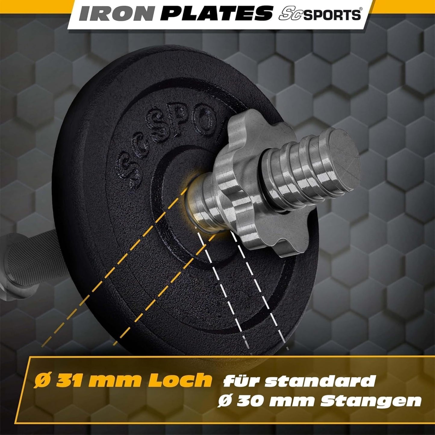 Disques de musculation 30/31 mm en fonte 15 – 60 kg