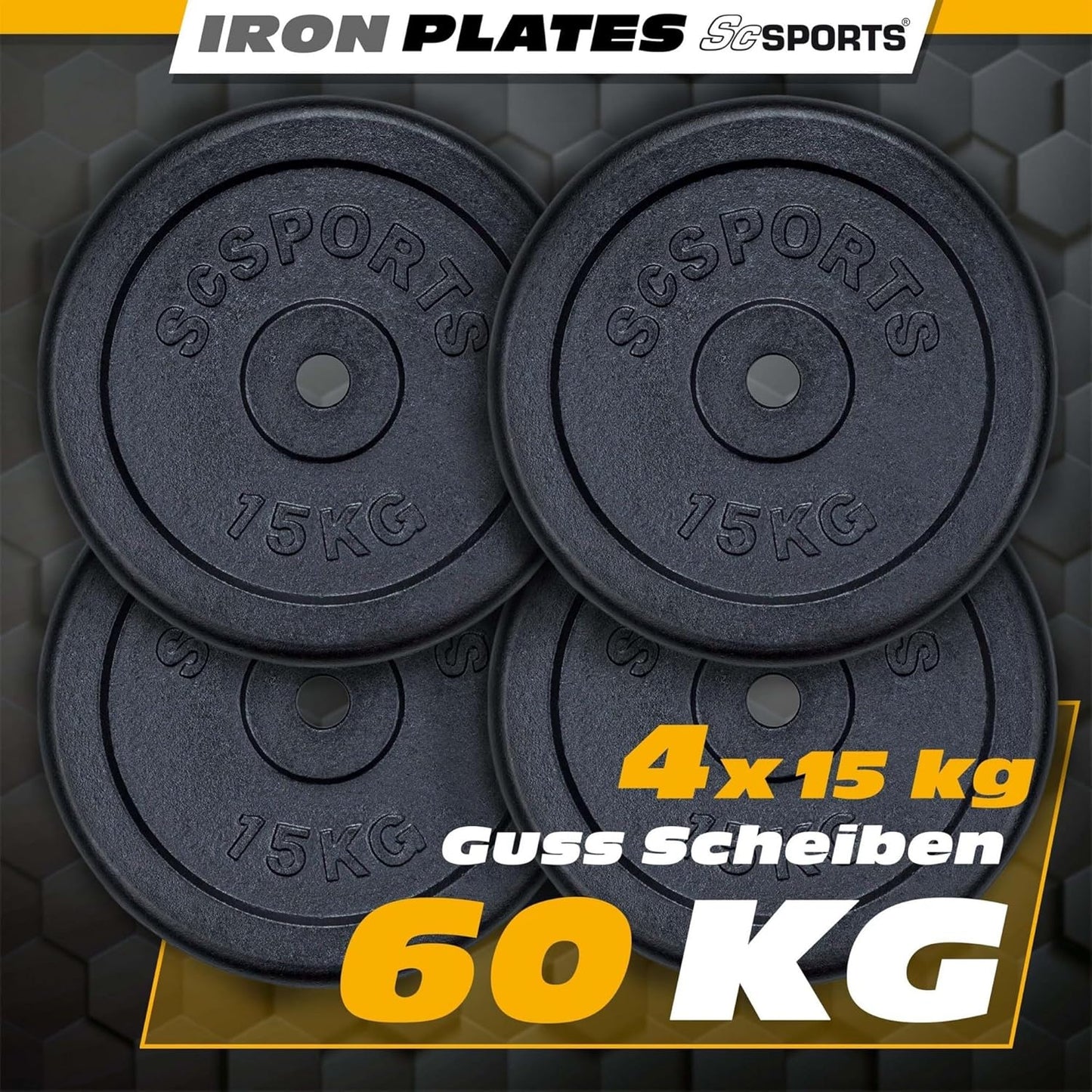 Disques de musculation 30/31 mm en fonte 15 – 60 kg