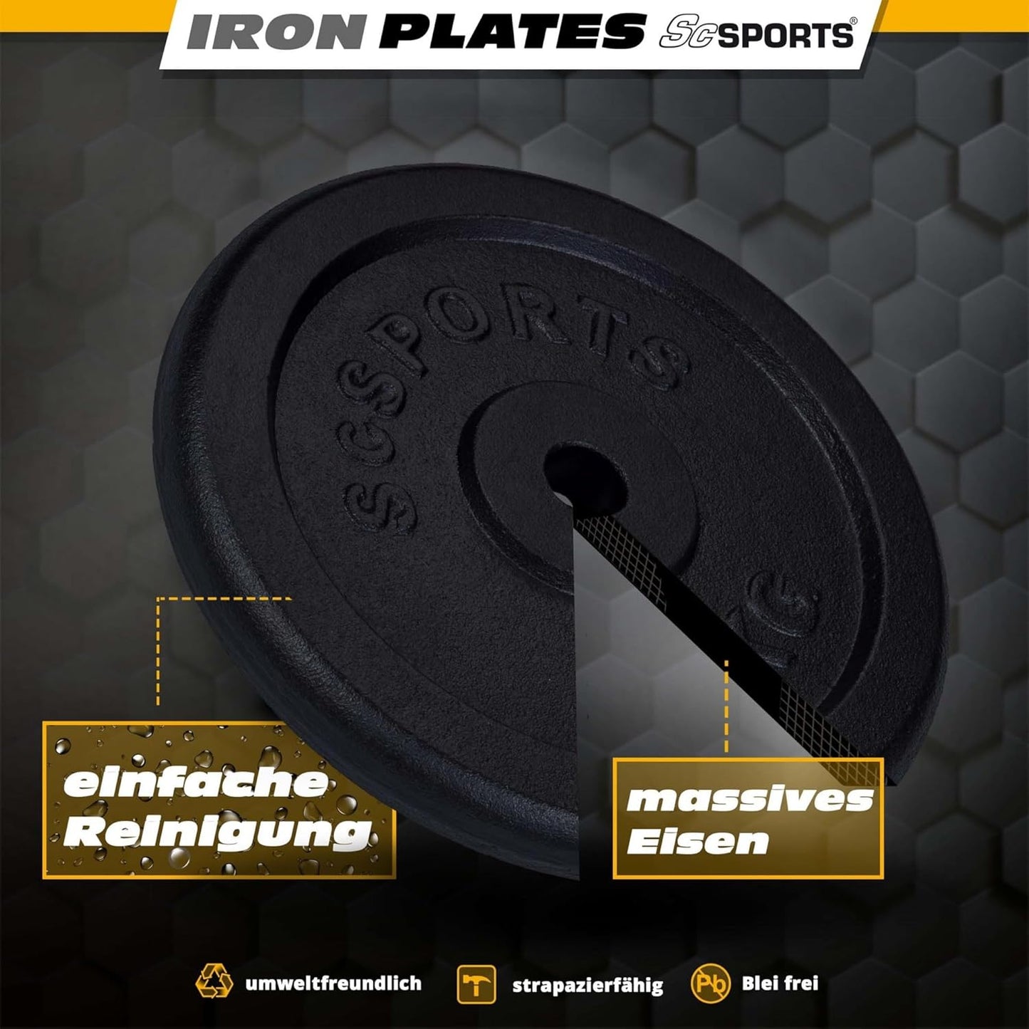 Disques de musculation 30/31 mm en fonte 15 – 60 kg
