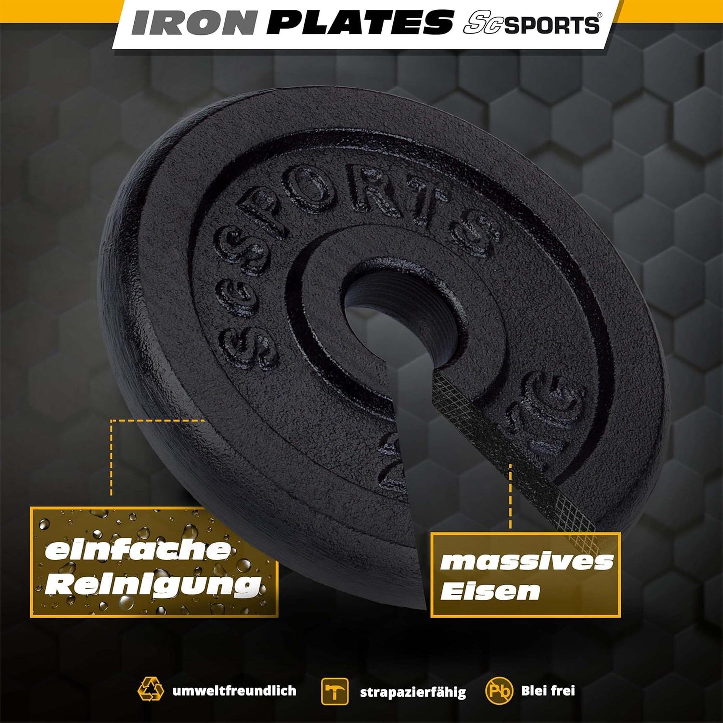 Disques de musculation en fonte 2 – 20 kg