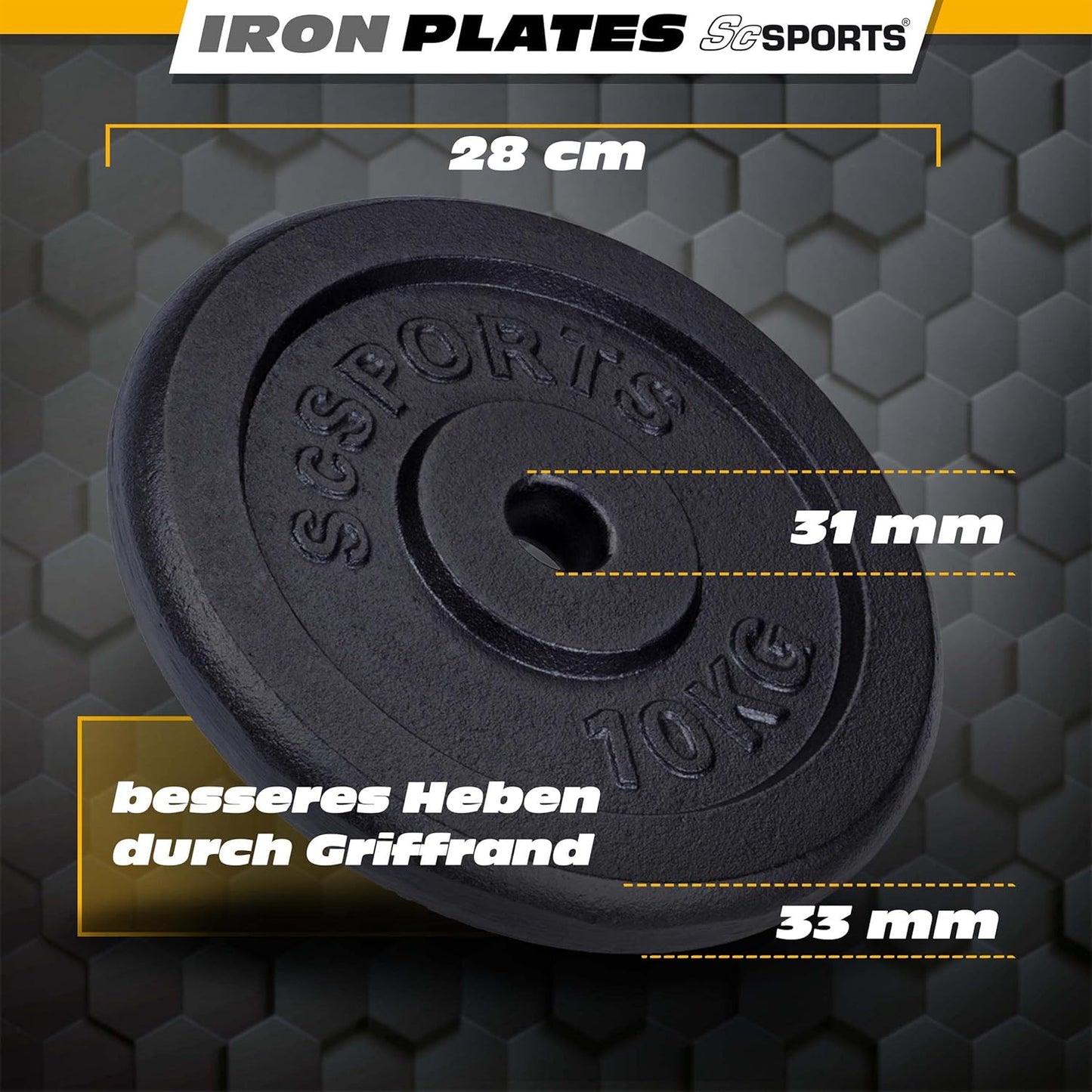 Disques de musculation 30/31 mm en fonte 15 – 60 kg