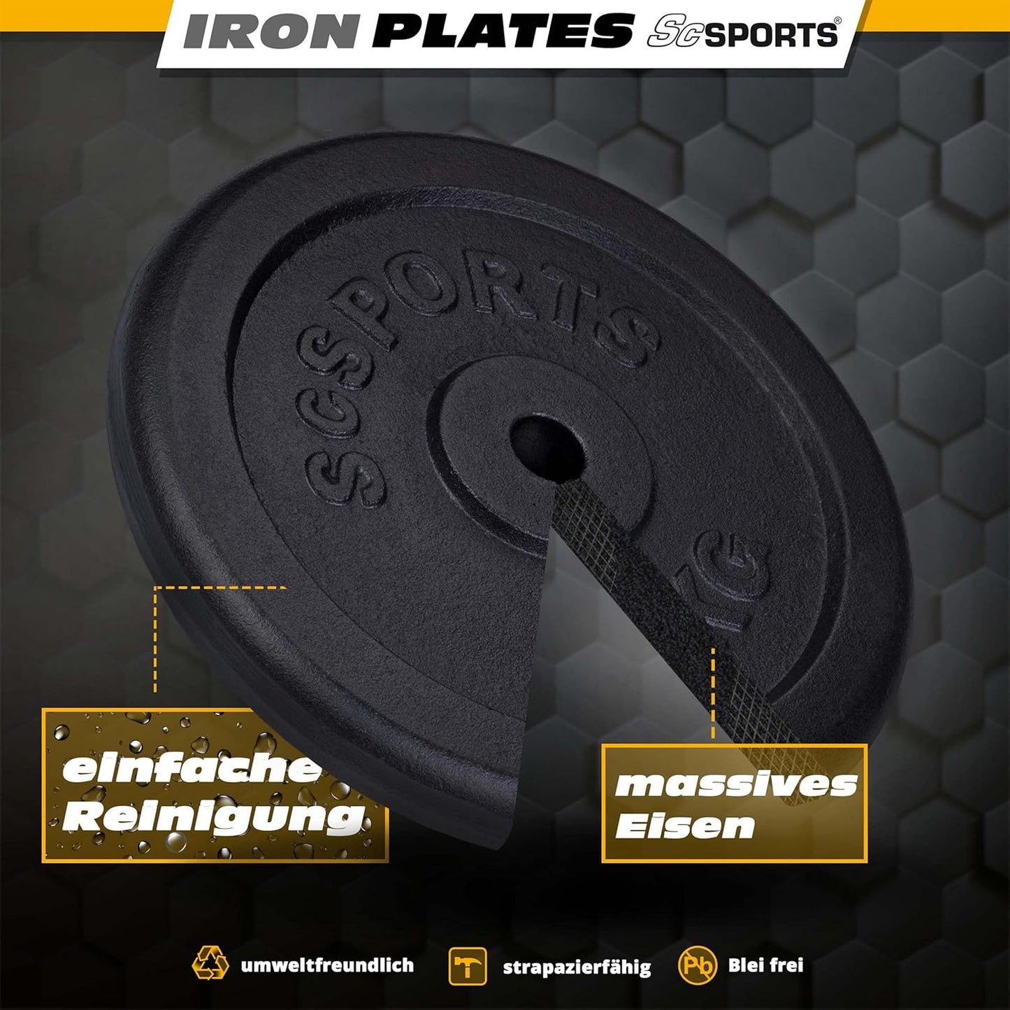Disques de musculation 30/31 mm en fonte 15 – 60 kg