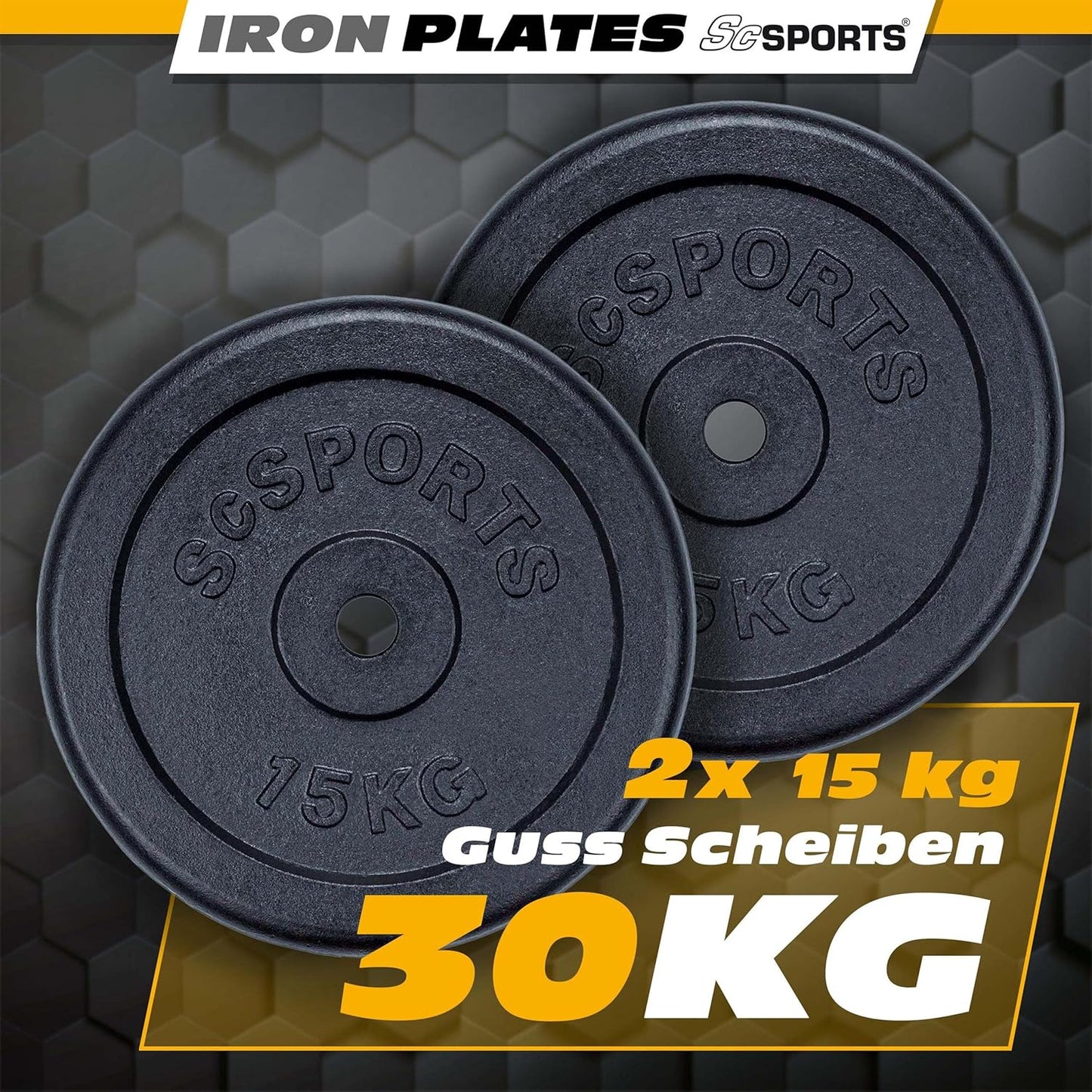 Disques de musculation 30/31 mm en fonte 15 – 60 kg