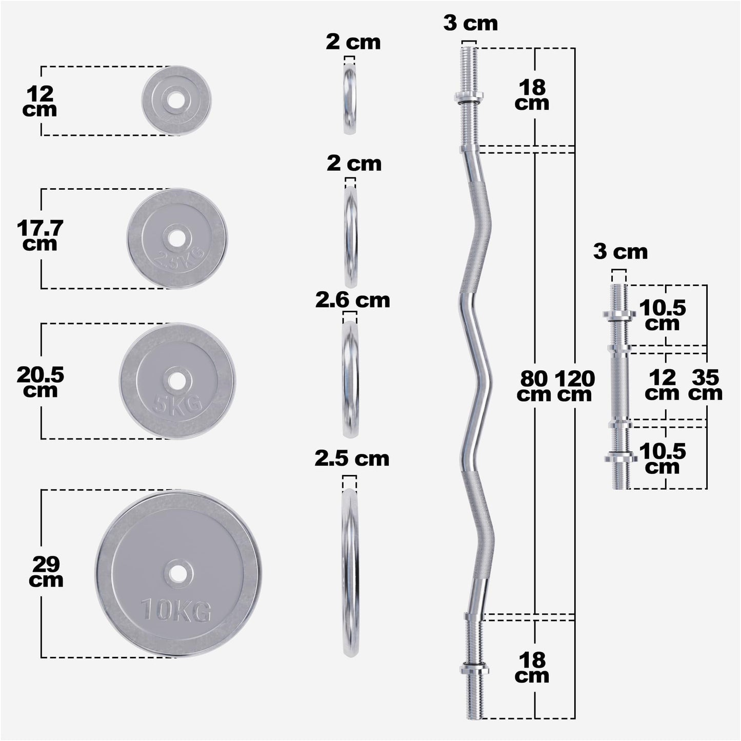 Set d’haltères SZ-Curl chromés 70 kg - Gorilla Sports France