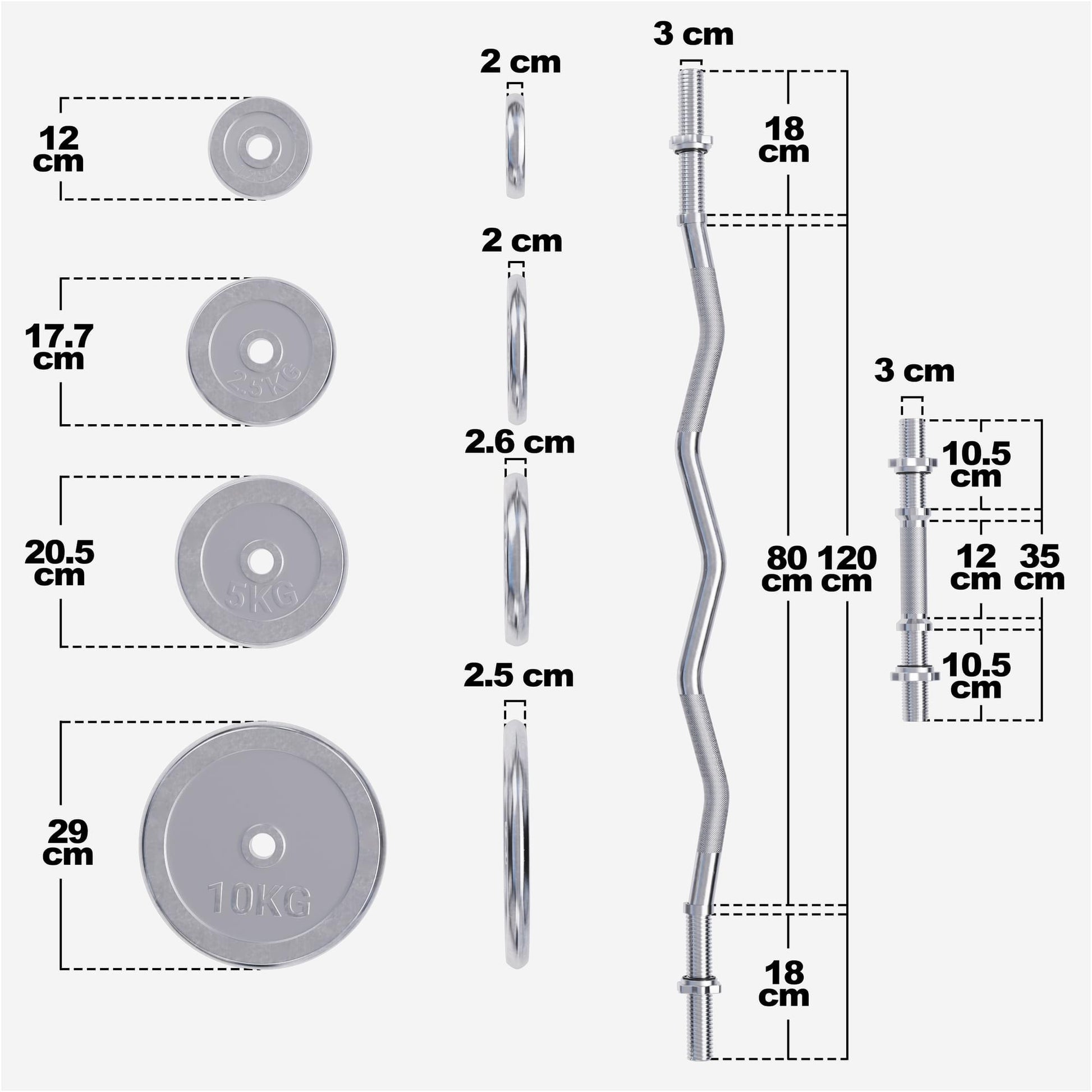 Set d’haltères SZ-Curl chromés 70 kg - Gorilla Sports France