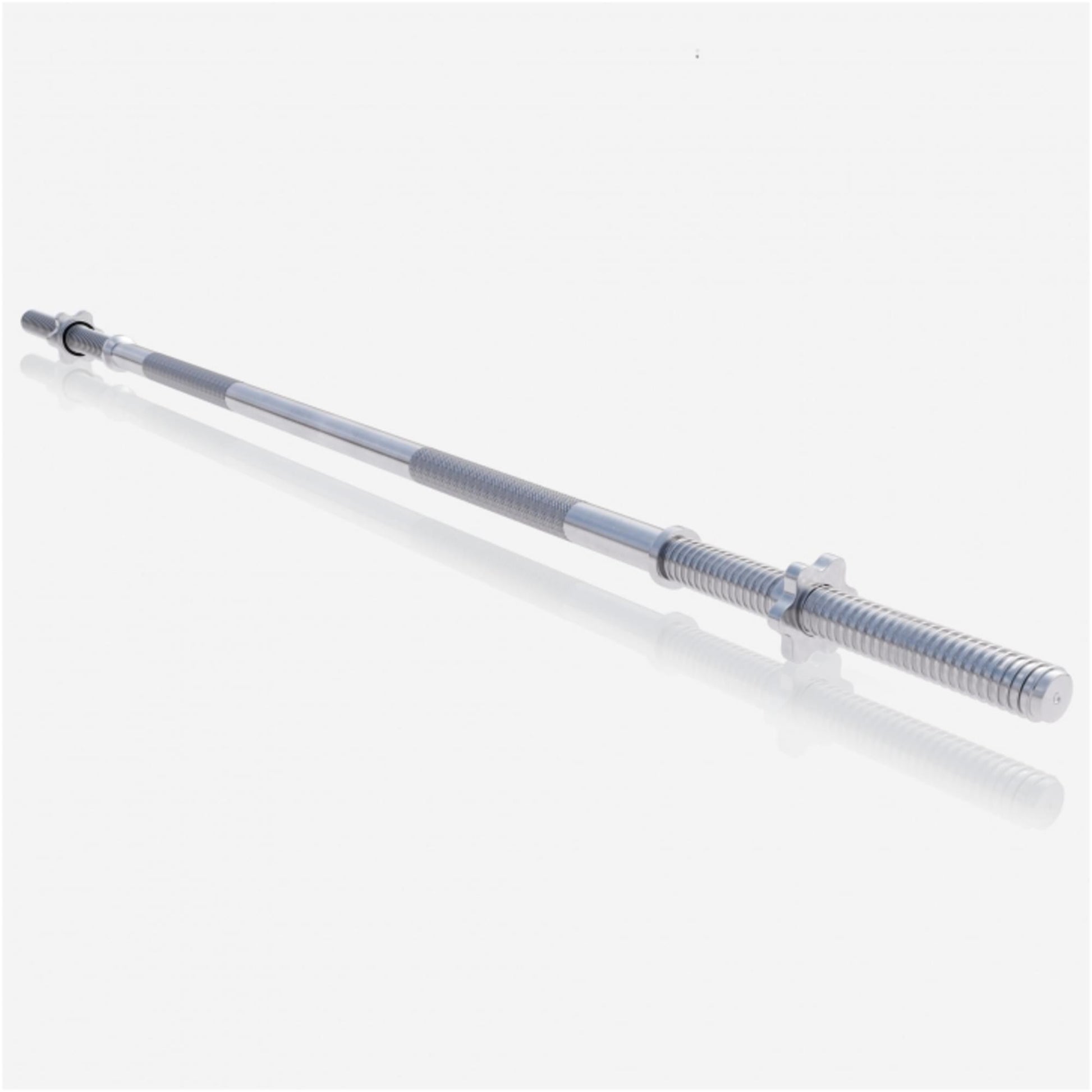 Barre longue chromée 150 cm avec stop disques en étoile - Gorilla Sports France