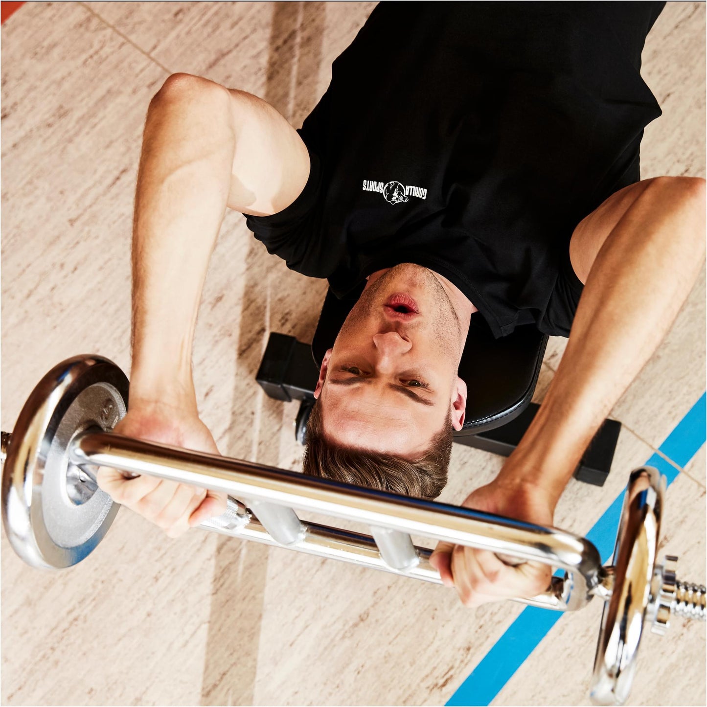 Barre de triceps diagonale en chrome - Gorilla Sports France
