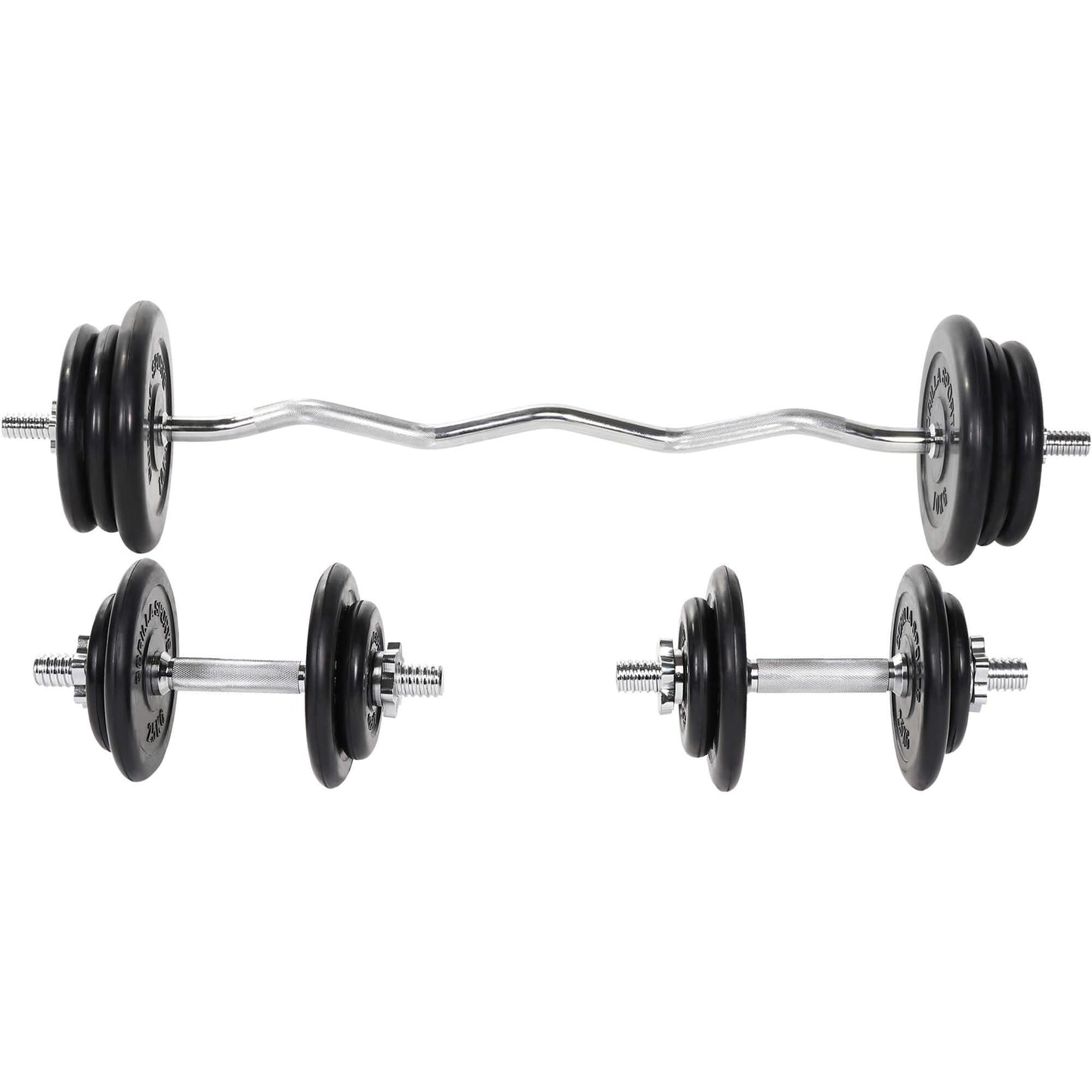 Set d’haltères curl SZ en caoutchouc 70 kg - Gorilla Sports France