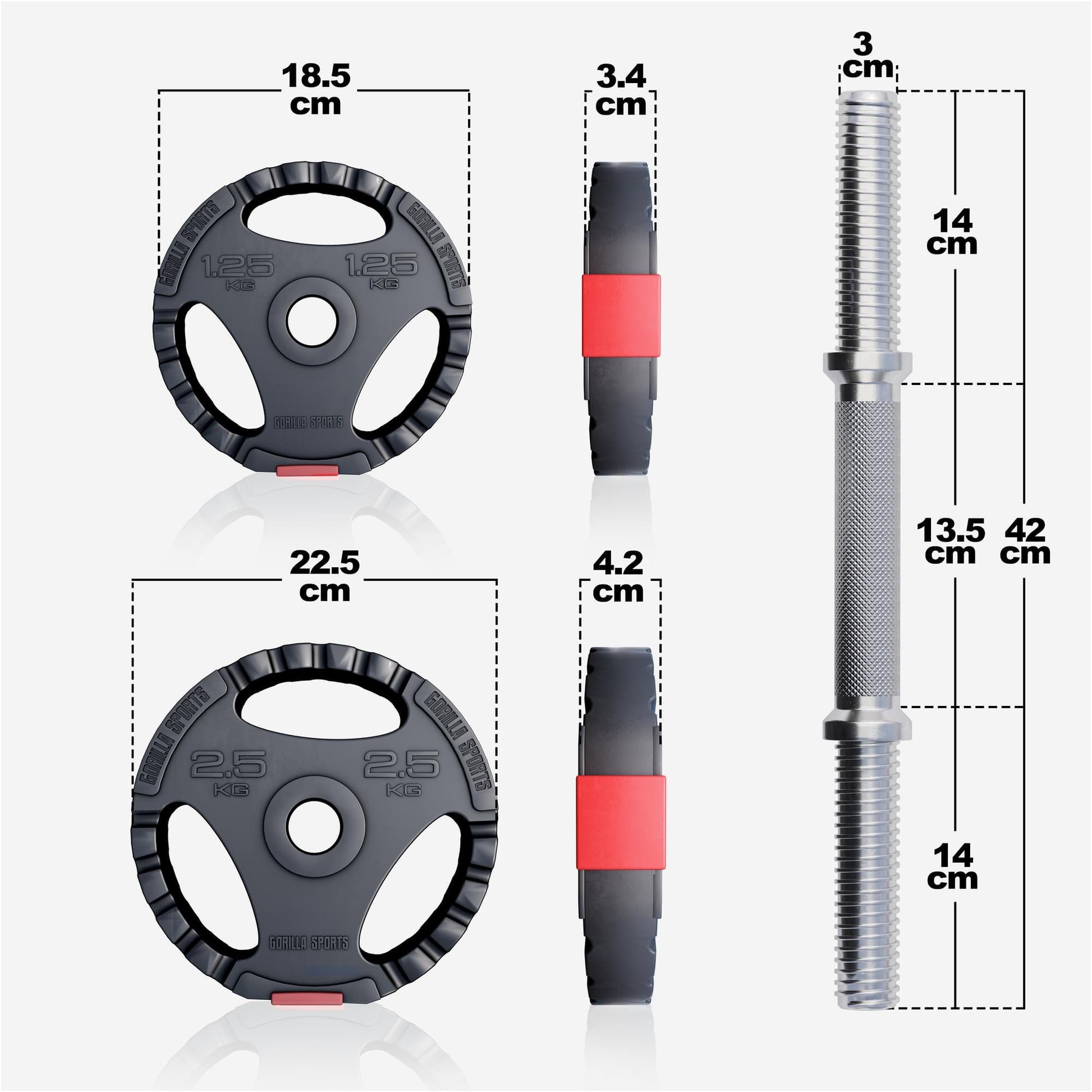 Set d'haltères courts de 30 kg - Gorilla Sports France