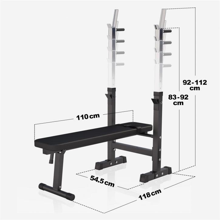 Banc de musculation avec set d'haltères longs - Gorilla Sports France