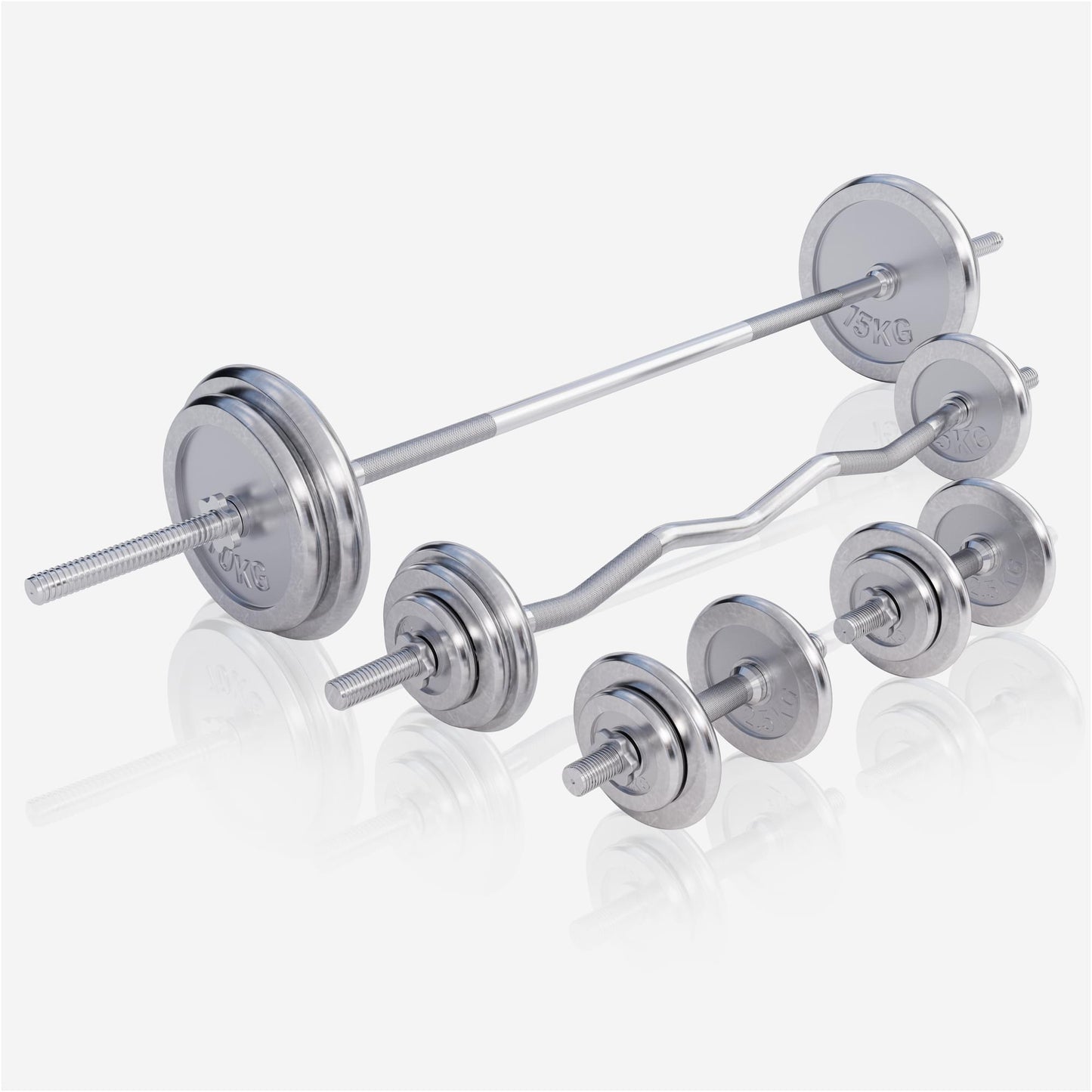 Stations de musculation universelle avec set d'haltères chromés 108 kg - Gorilla Sports France