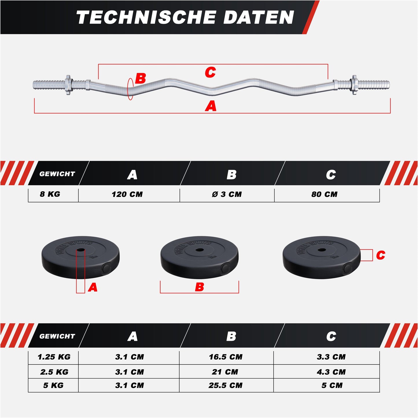 Support pour haltères avec poids de musculation 35 kg
