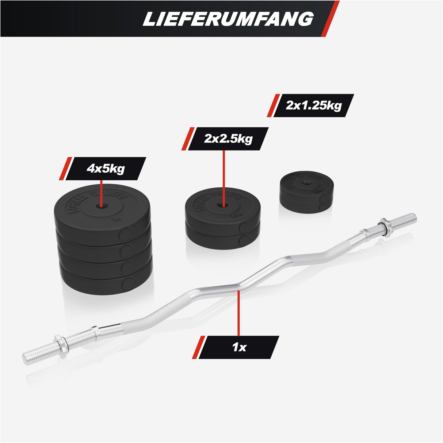 Support pour haltères avec poids de musculation 35 kg