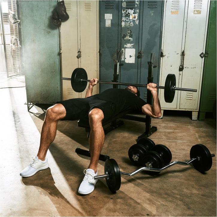 Set d'haltères avec barre longue, barre curl SZ, deux barres courtes et stop-disques - Gorilla Sports France