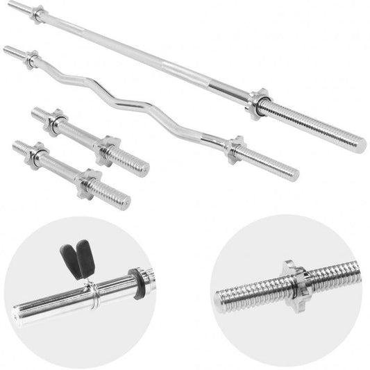 Set d'haltères avec barre longue, barre curl SZ, deux barres courtes et stop-disques - Gorilla Sports France