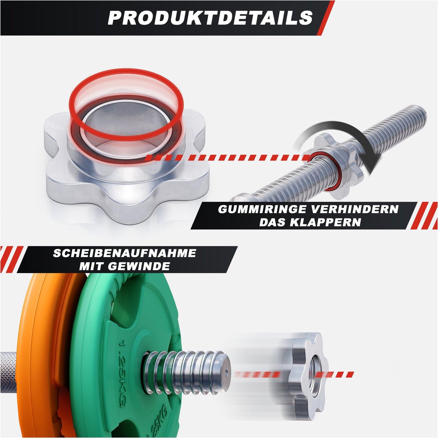 Set d'haltères courts en caoutchouc 20 kg avec stop-disques