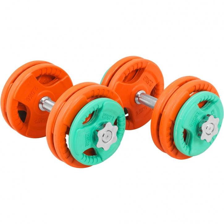 Set d'haltères en caoutchouc grip 30 kg avec stop-disques - Gorilla Sports France