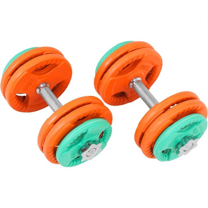 Set d'haltères en caoutchouc grip 30 kg avec stop-disques - Gorilla Sports France