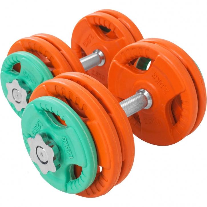 Set d'haltères en caoutchouc grip 30 kg avec stop-disques - Gorilla Sports France