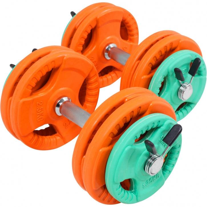 Set d'haltères en caoutchouc grip 30 kg avec stop-disques - Gorilla Sports France