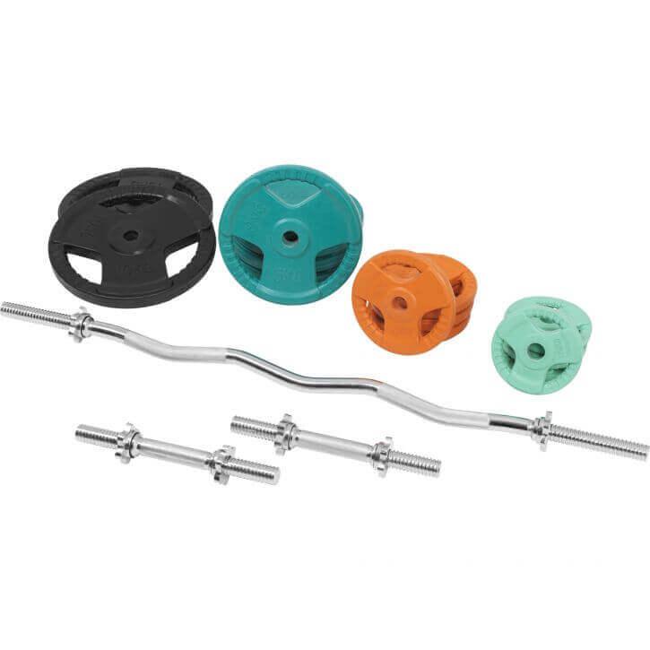 Set d’haltères curl SZ en caoutchouc grip 70 kg - Gorilla Sports France