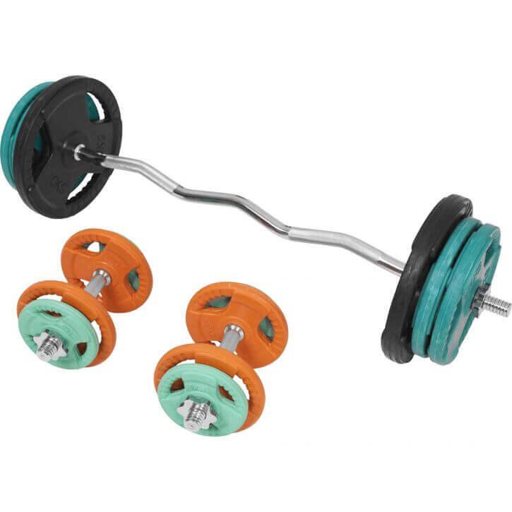 Set d’haltères curl SZ en caoutchouc grip 70 kg - Gorilla Sports France