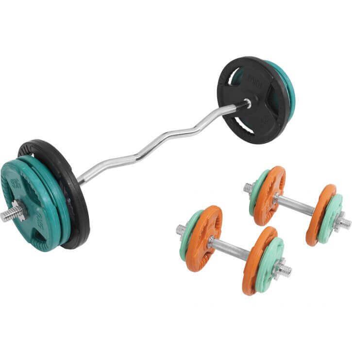 Set d’haltères curl SZ en caoutchouc grip 70 kg - Gorilla Sports France