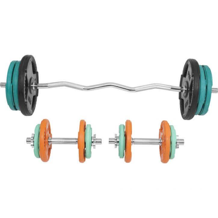 Set d’haltères curl SZ en caoutchouc grip 70 kg - Gorilla Sports France