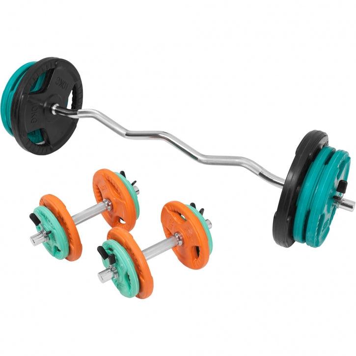 Set d’haltères curl SZ en caoutchouc grip 70 kg - Gorilla Sports France