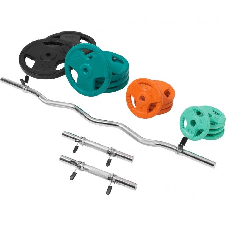 Set d’haltères curl SZ en caoutchouc grip 70 kg - Gorilla Sports France