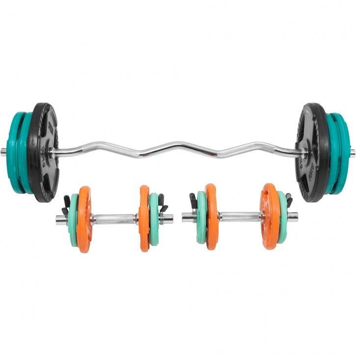 Set d’haltères curl SZ en caoutchouc grip 70 kg - Gorilla Sports France