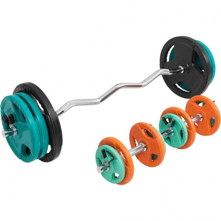 Set d’haltères curl SZ en caoutchouc grip 70 kg - Gorilla Sports France