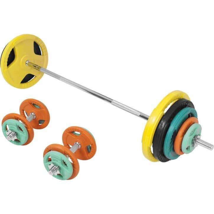 Set d’haltères en caoutchouc avec grip 100 kg - Gorilla Sports France