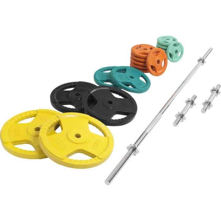 Set d’haltères en caoutchouc avec grip 100 kg - Gorilla Sports France