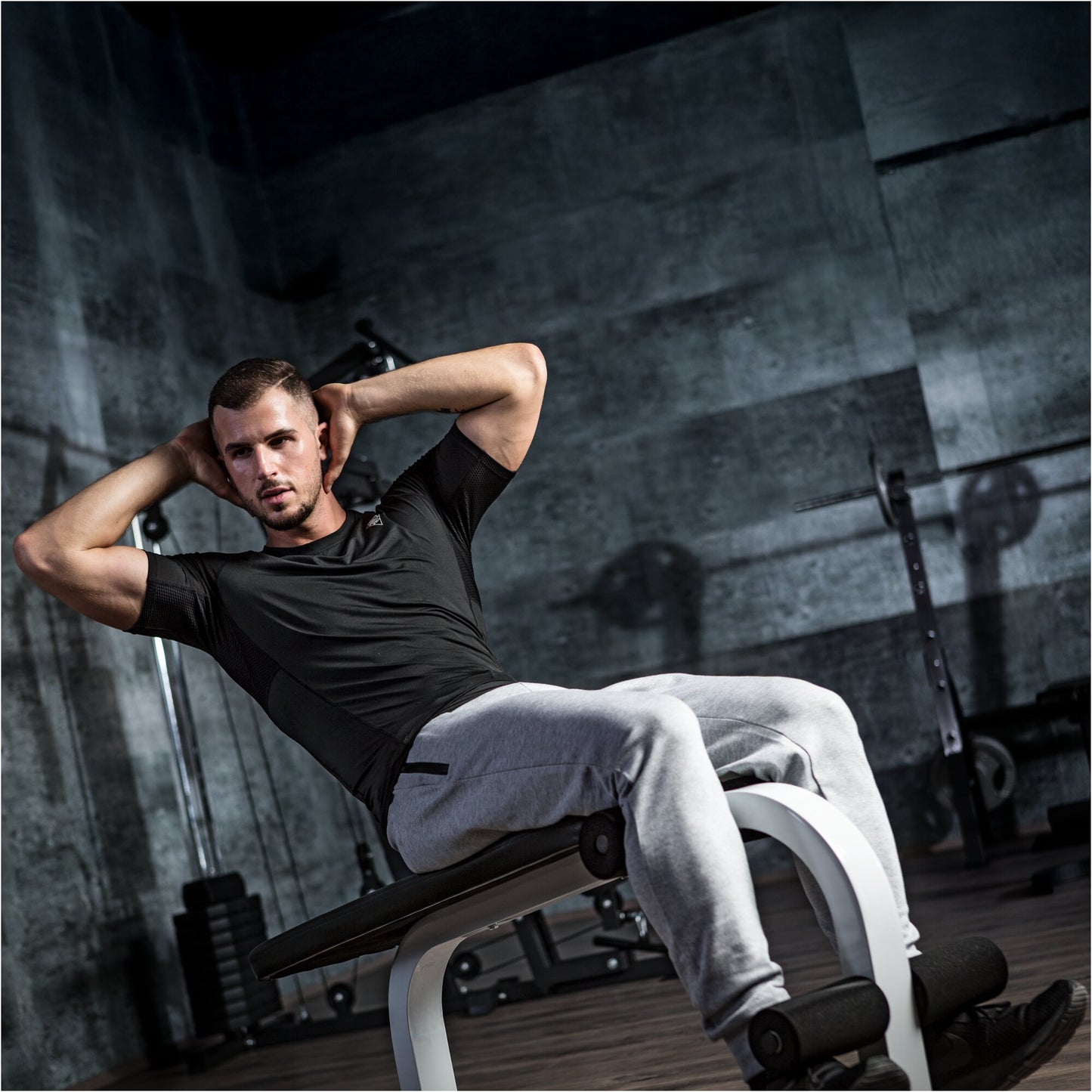 Banc pour abdominaux Blanc/Noir