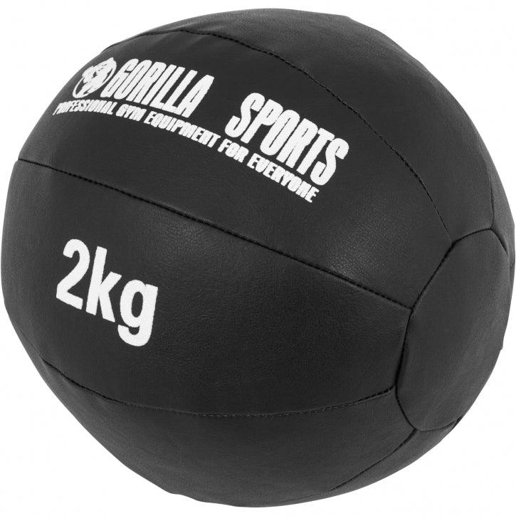 Medecine-ball en cuir noir - Gorilla Sports France