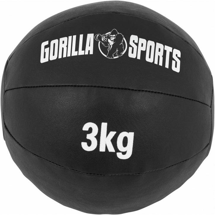 Medecine-ball en cuir noir - Gorilla Sports France