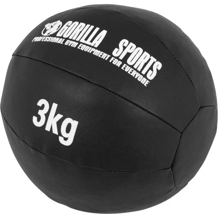 Medecine-ball en cuir noir - Gorilla Sports France