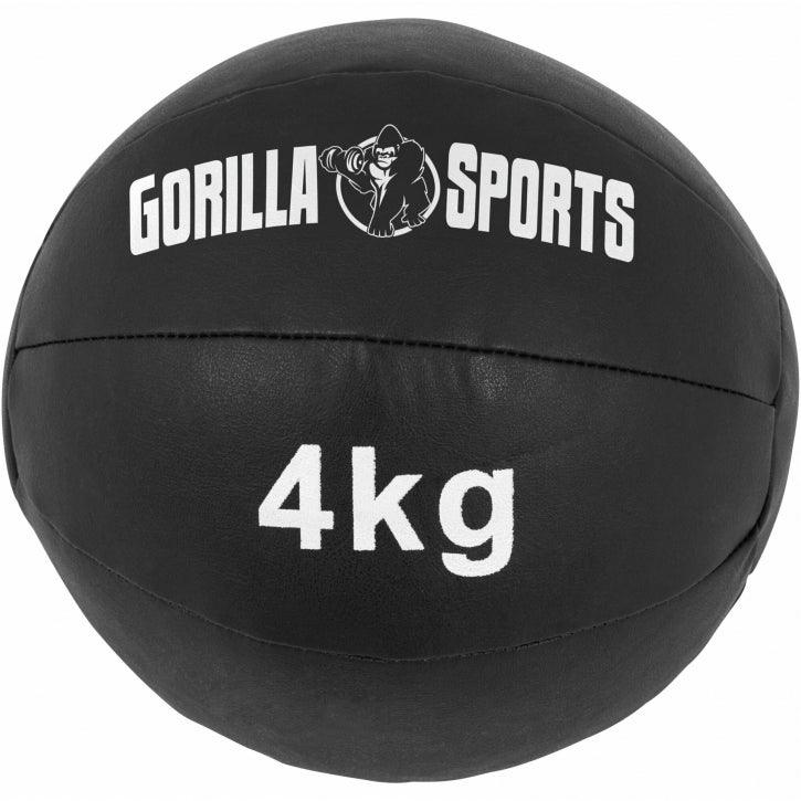 Medecine-ball en cuir noir - Gorilla Sports France