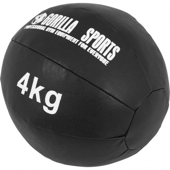 Medecine-ball en cuir noir - Gorilla Sports France