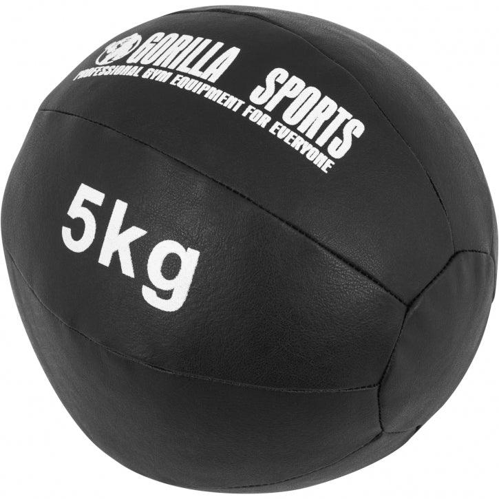 Medecine-ball en cuir noir - Gorilla Sports France