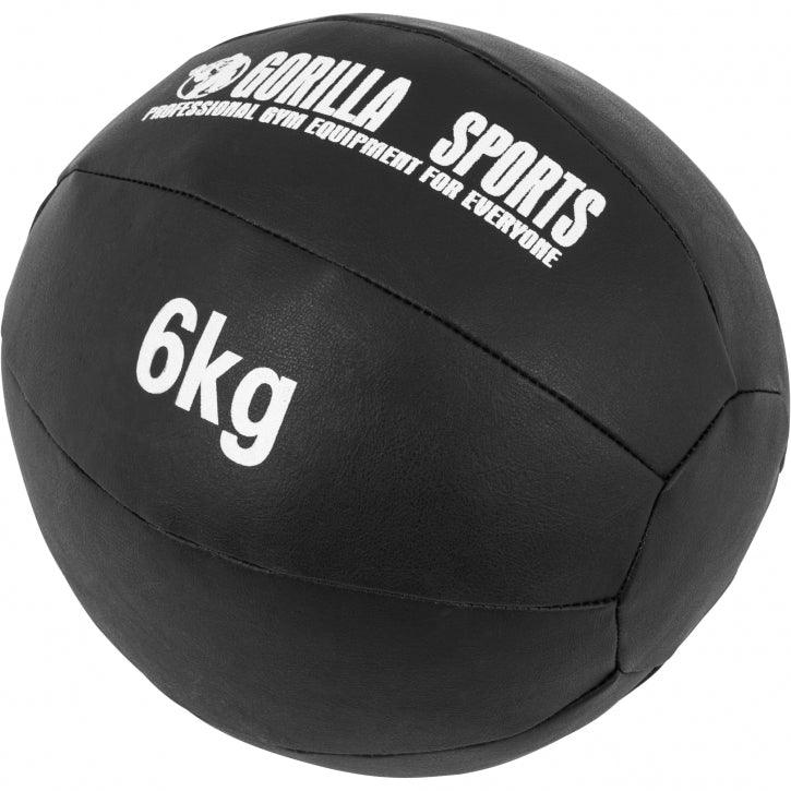Medecine-ball en cuir noir - Gorilla Sports France