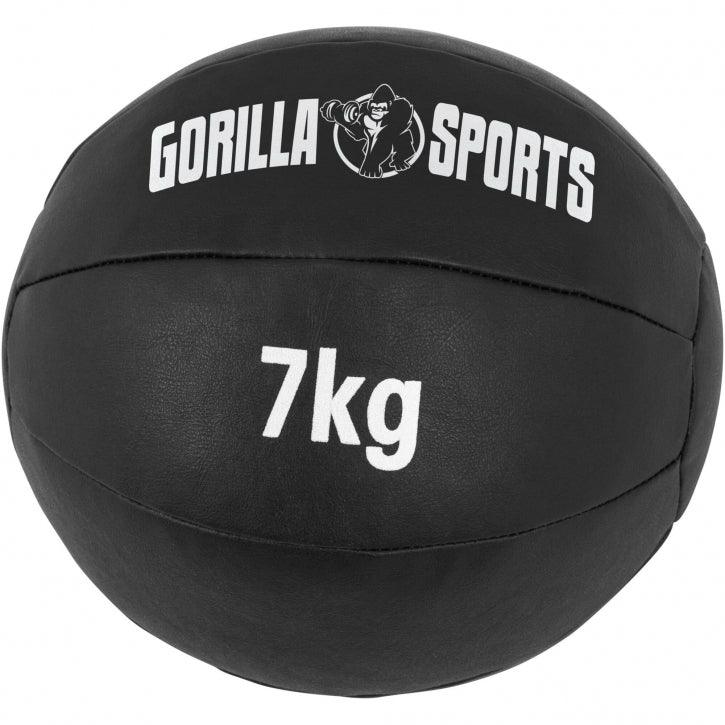 Medecine-ball en cuir noir - Gorilla Sports France