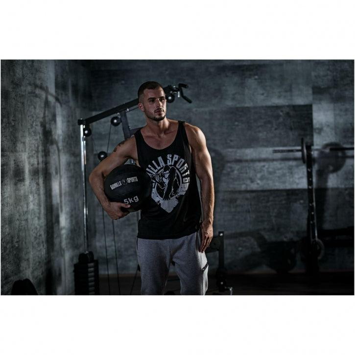 Medecine-ball en cuir noir - Gorilla Sports France