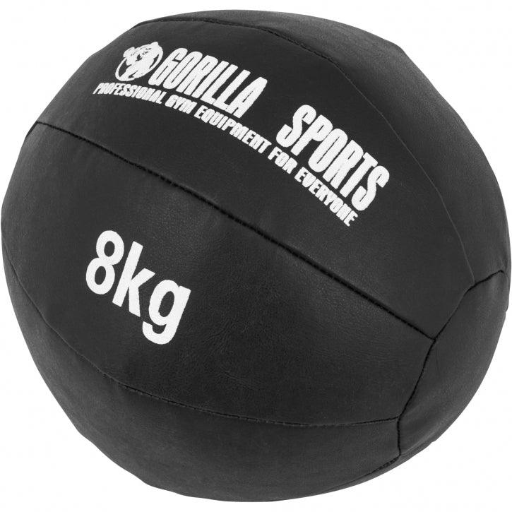 Medecine-ball en cuir noir - Gorilla Sports France