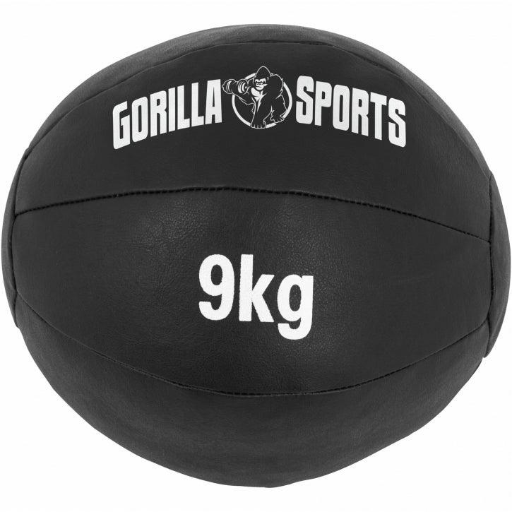 Medecine-ball en cuir noir - Gorilla Sports France