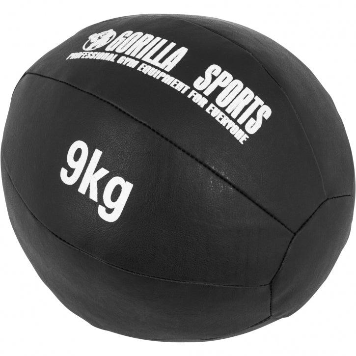 Medecine-ball en cuir noir - Gorilla Sports France