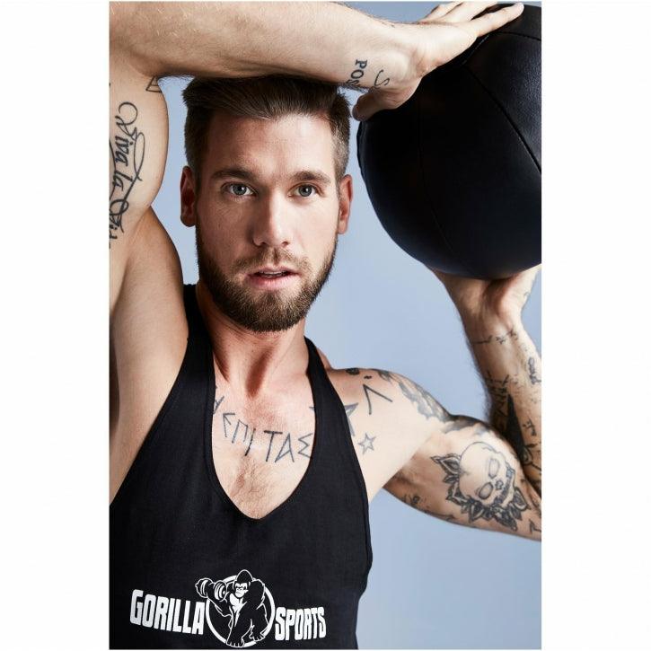 Medecine-ball en cuir noir - Gorilla Sports France